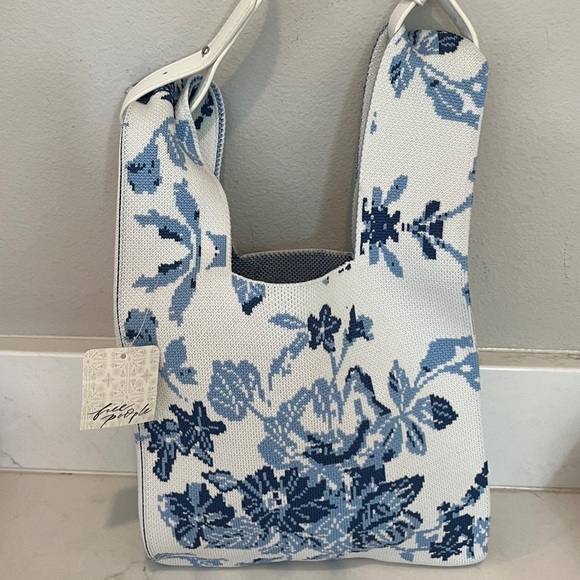 Free People Handbags - Free People Blue and White Floral Clutch